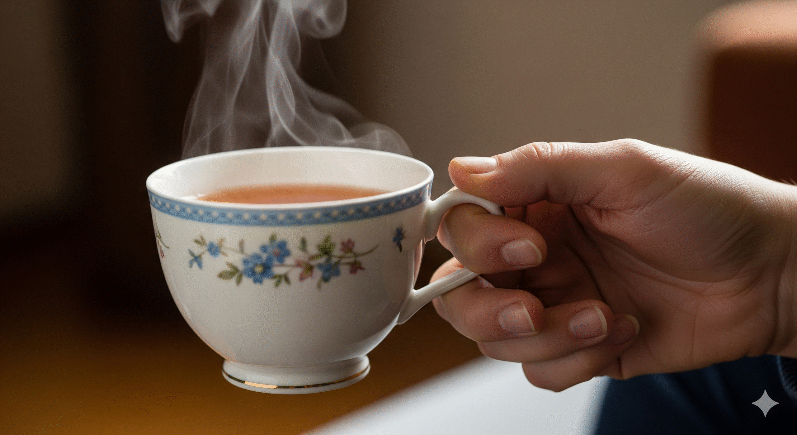 A man tasting tea from a mug